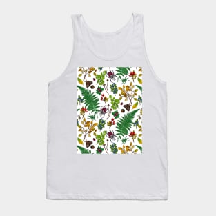 Forest berries, leaves and bugs on white Tank Top